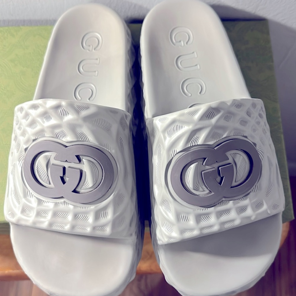 Gucci Men’s Rubber Slides. Color Gray. Worn It On… - image 3
